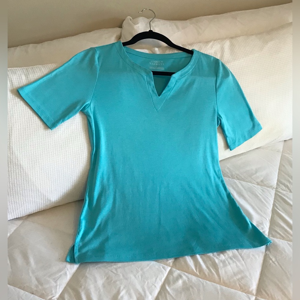 Talbots Pima Cotton Vibrant Turquoise Summer Top
